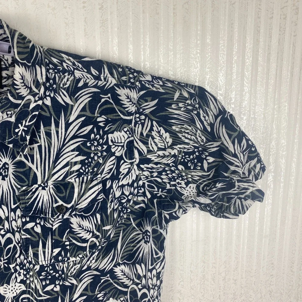 Jonathan Martin Mens‎ Blue Floral Hawaiian Casual Classic Preppy Shirt Size XL